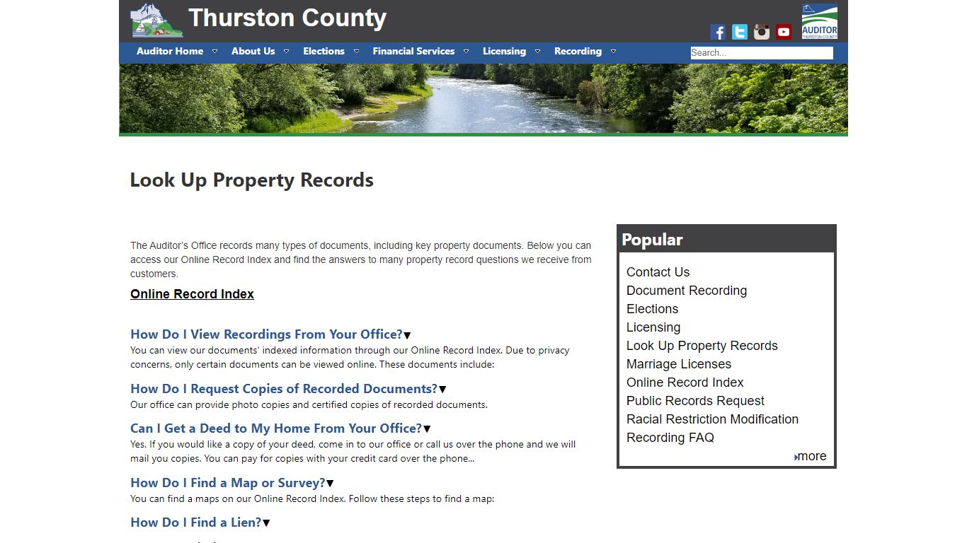 Thurston County | Auditor | Look Up Property Records