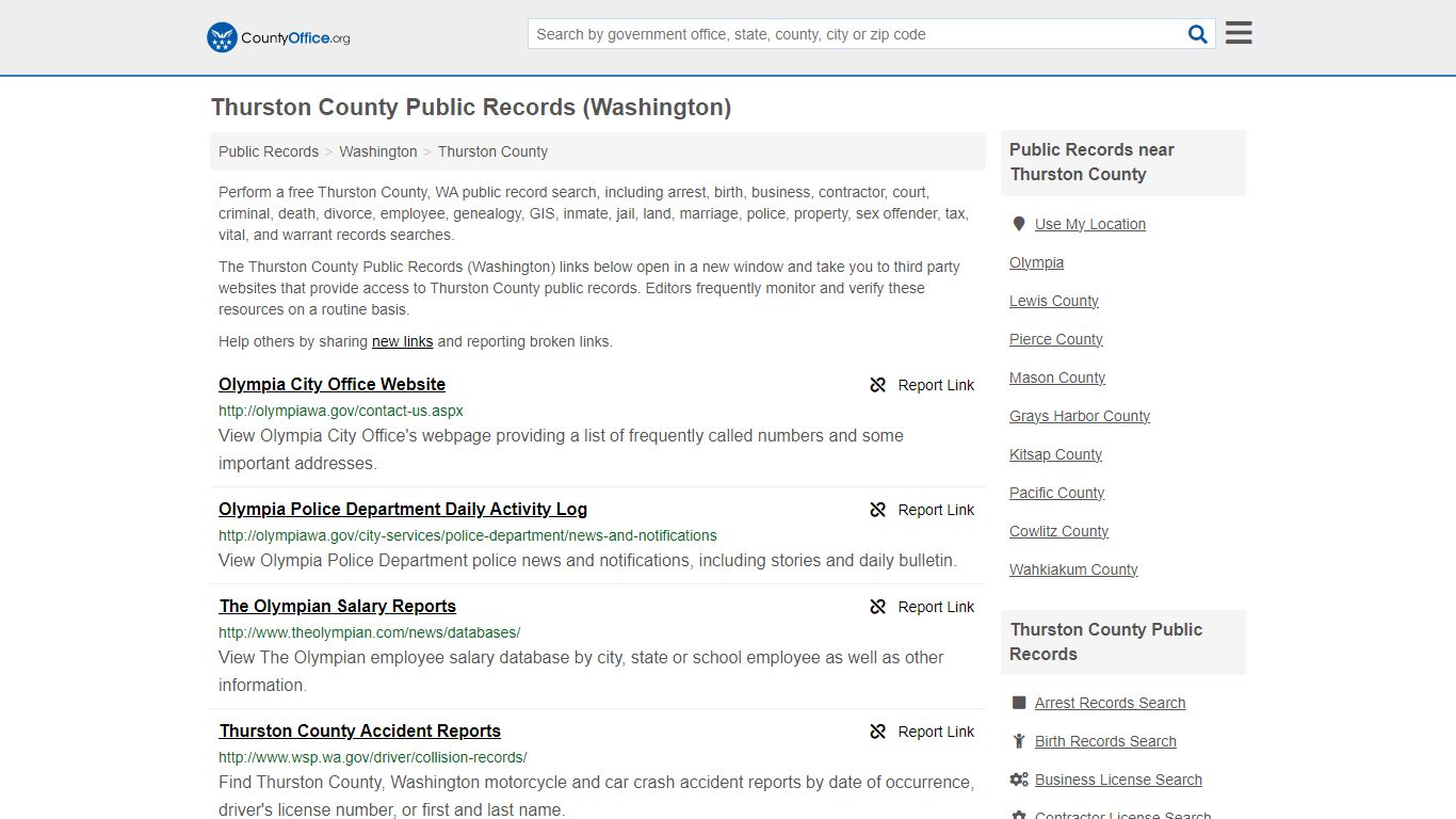 Thurston County Public Records (Washington) - County Office