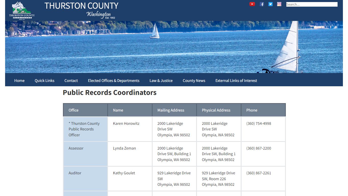 Thurston County | Home | Public Records Coordinators